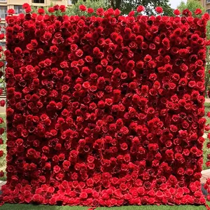 Fundo de parede de flores artificiais 3D 5D personalizado para decorações de paredes de casamento