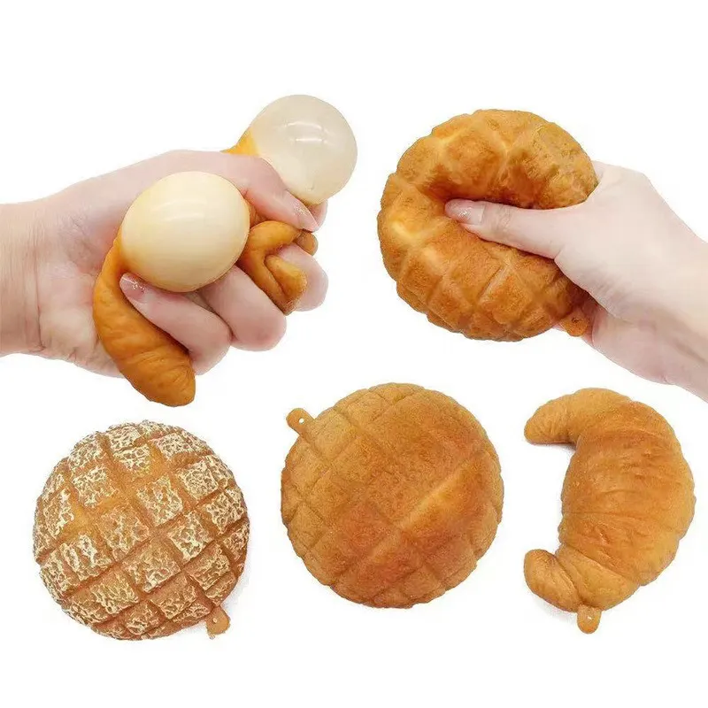 Simulasi Nanas Bun Fidget Mainan Licin Anti Stres Croissant Roti Mainan untuk Dewasa Laki-laki Perempuan