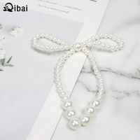 Qibai Style Simple Blanc Perle Arc Amour Gâteau Décoration Dessert Table Plug-In Élégant Perle Arc pour Mariage ou Célébration