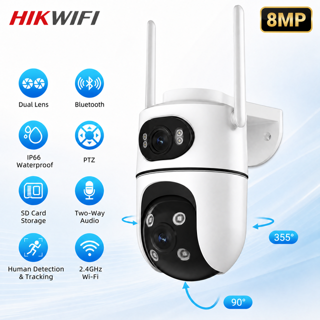 Dual Lens 4+4MP CMOS PTZ Camera ICSEE 4K Wireless WiFi AI Motion Tracking Outdoor Home Security Surveillance