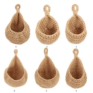 Woven Storage Small Basket Coconut Fiber Plant Palm Flower Hanging Round Baskets Wall Woven 2 Tier Door For Kitchen Rattan