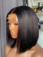 Superbe perruque Bob promotionnelle 5x5 en dentelle de 10 pouces, perruque frontale en dentelle de 10 pouces, couleur 99J P4/27, perruques de cheveux humains lisses, vente en gros directe usine