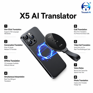 Dispositivo Traductor Empresarial X5, Intérprete de Idiomas con IA, Máquina de Traducción en Tiempo Real, Asistente Portátil para Comunicación en Reuniones - Product Image 4
