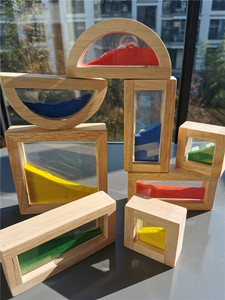 Đồ Chơi Bằng Gỗ Montessori Khối Cảm Giác Hạt Lỏng Cát Cao Su Gỗ Xếp Chồng Xếp Chồng Xây Dựng Acrylic - Product Image 2