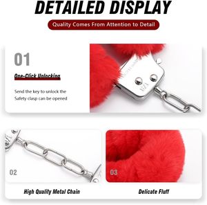 <strong>Fluffy</strong> Metal Handcuffs with 2 Keys Plush Fuzzy Hand <strong>Cuffs</strong> Soft Bondage Restraints Adult Sex Toys for Women Men - Product Image 3
