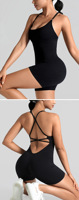 Combinaison de sport fitness pour femme, à dos ouvert, style scrunch, séchage rapide, respirante, à motifs, pour le yoga