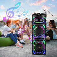 CH-2213 Altavoces Inalámbricos Dobles de 12 Pulgadas con Luces RGB, Funcionamiento con Batería, Altavoz para Cine en Casa, Fiestas al Aire Libre, Comunicación USB, FM