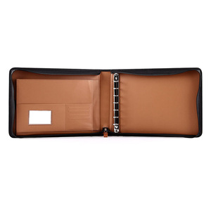 2022 Custom design zip around vegan leather cover document organizer case large checkbook binder 7 ring