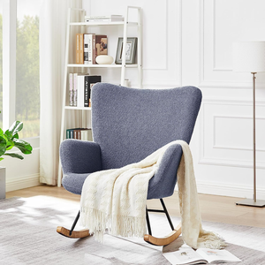 TOSEE Hot Selling Chaise berçante de salon rembourrée en tissu de velours avec cadre en acier et pieds en bois - Product Image 5