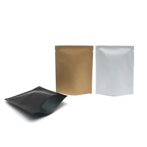 定制印刷热封可生物降解牛皮纸3侧袋茶袋咖啡拉链袋样品小袋包装