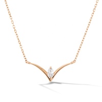 Collier chaîne claviculaire en forme de V avec ailes d'ange en argent 925 plaqué or et zircon cubique Milskye
