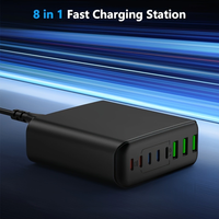 Cargador Rápido GaN de 300W con USB 5C+ 3A, Estación de Carga GaN de 8 Puertos, Cargador de Pared Portátil con PD, Adaptador de Corriente para iPhone y Samsung