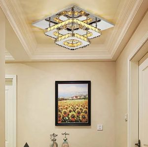 Lámpara de techo de forma cuadrada de nuevo estilo, luz de techo de cristal LED de dormitorio de lujo de acero inoxidable para sala de estar - Product Image 3