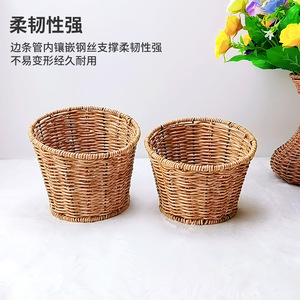 Wicker <b>Basket</b> Oval Shape Kitchen Storage Neatening Tray For Bread Dessert Pastry Tea Break Use - Product Image 4