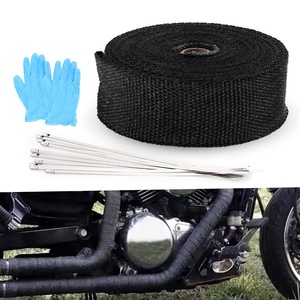 <span class=keywords><strong>Bande</strong></span> <span class=keywords><strong>thermique</strong></span> isolante en fibre de verre haute température noire titane pour collecteur d'échappement de moto - Product Image 4