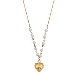 Collier pendentif cœur en acier inoxydable plaqué or 18 carats, avec perles PVD anti-ternissement, style tendance, vente en gros, nouveauté - Product Image 1