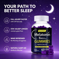 Gommes à la mélatonine pour l'aide au sommeil nocturne, saveur naturelle de baies, 60 unités, végétaliennes, favorisent la relaxation et le cycle du sommeil, OEM ODM