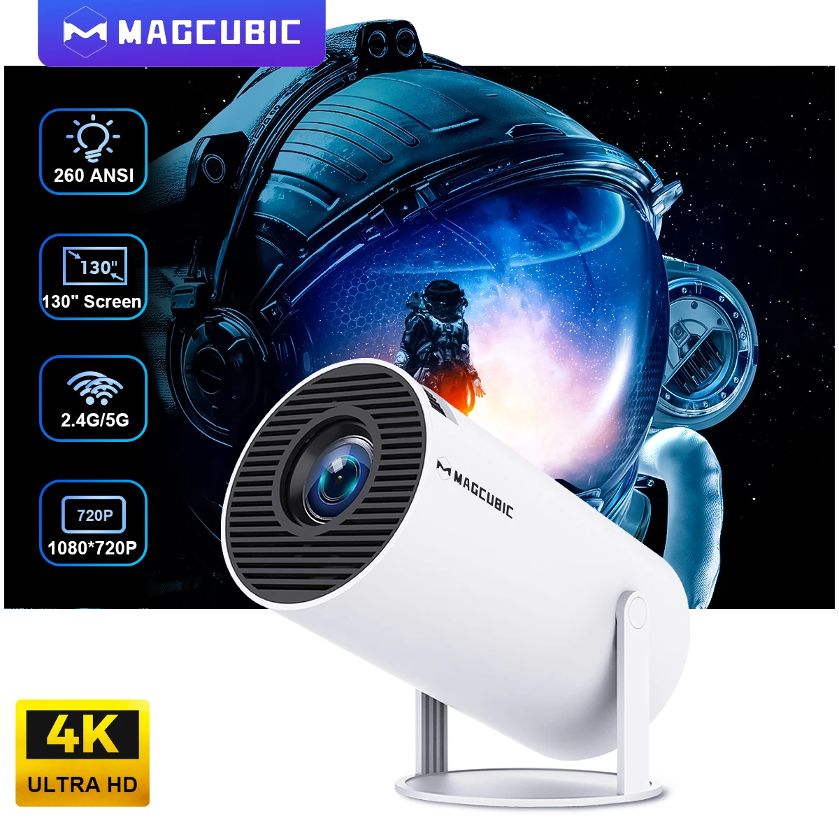 Megcubic HY300 ポータルプロジェクター 4K 高画質　未使用 Magcubic プロジェクター 4K Android 11 HY300 Pro Wifi6