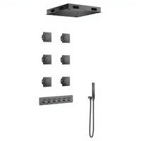 Système de douche thermostatique LED en laiton avec pommeau de pluie musical et cascade