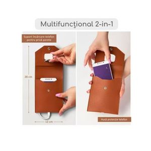 Support de charge mural suspendu en cuir PU, organiseur de téléphone et petits objets pour salon moderne - Product Image 6