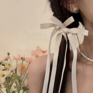 Coiffe élégante à double <span class=keywords><strong>queue</strong></span> <span class=keywords><strong>de</strong></span> <span class=keywords><strong>cheval</strong></span> pour filles Pince à cheveux à nœud en ruban souple Style doux bien conçu - Product Image 3