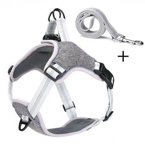 2024 personalizado reflectante resistente ajustable entrenamiento de perros Har conjunto arnés de lujo correa sin tirar arnés y correa para perros - Product Image 5