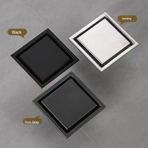 YOTO 4 Inch Stainless Steel Square Shower <strong>Floor</strong> <strong>Drain</strong> 216 Tile Insert Invisible Grate <strong>Cover</strong> Brushed Bathroom Strainer <strong>Drains</strong> - Product Image 3