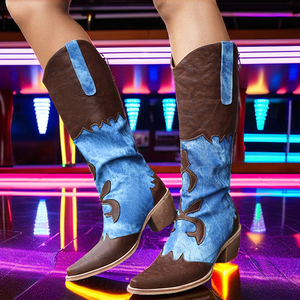 Chaussures de pole dance sexy à talon haut de 20 cm, plateforme noire de 15 cm, style gladiateur, montantes jusqu'au genou, à lacets et boucles, pour club, automne-hiver - Product Image 1