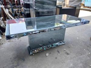 <span class=keywords><strong>Mesa</strong></span> de cristal con espejo <span class=keywords><strong>para</strong></span> boda, juego de comedor rectangular dorado de lujo - Product Image 6