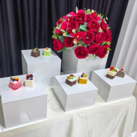 Supports de présentation ronds en métal blanc pour desserts, buffets et gâteaux, pour décorations de mariage et de fête