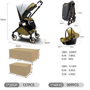 Poussette 3-en-1 Purorigin OEM&ODM de luxe légère en aluminium à 4 roues pliable avec siège auto en tissu Oxford pour bébés de 0 à 36 mois - Product Image 5