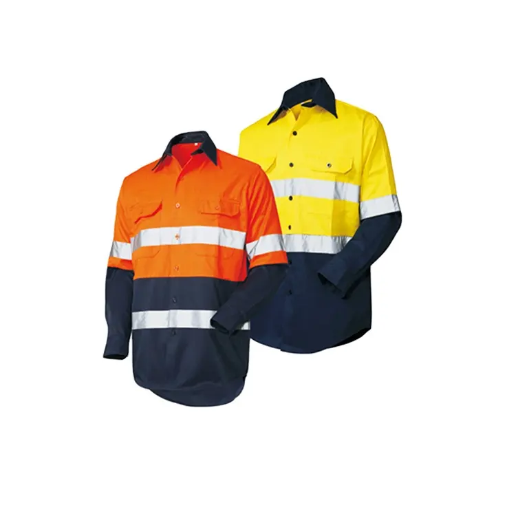 TC Pants Men Safety Pants With High Visibility Reflective Mens Cotton Drill Shirt Short Sleeve