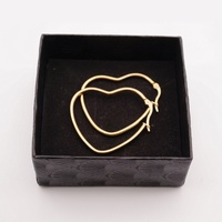 Boucles d'oreilles créoles cœur poli en acier inoxydable tendance, cadeau femme pour quotidien et rendez vous