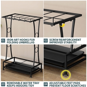 Porte-parapluies de luxe en métal avec <span class=keywords><strong>plateau</strong></span> de récupération des gouttes, support autoportant durable pour entrée, maison, bureau, terrasse - Product Image 6