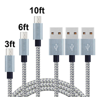 Câble de données de charge rapide en nylon tressé pour téléphone portable Micro Usb câble de données de chargeur rapide