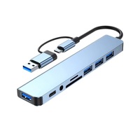 Station d'accueil 8 en 1 USB 3.0 avec lecteur de cartes TF/SD, hub Type-C pour ordinateur portable avec adaptateur de charge PD double port, 8 ports USB C
