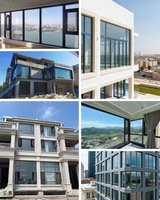 Fenêtre à battant en aluminium à économie d'énergie avec finition grain de bois, double vitrage, fenêtres architecturales pour salon moderne