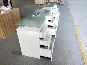 Meubles de salon de <span class=keywords><strong>manucure</strong></span> blancs avec plateau en verre, table de <span class=keywords><strong>manucure</strong></span> avec ventilateur d'évacuation, design personnalisé, LED disponible - Product Image 5