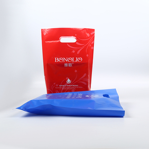 Durable Red Blue logo Impreso Mango Bolsa <span class=keywords><strong>de</strong></span> compras <span class=keywords><strong>de</strong></span> plástico Resistente Biodegradable Bolsa <span class=keywords><strong>de</strong></span> embalaje <span class=keywords><strong>de</strong></span> compras 40x50 Personalizado - Product Image 2