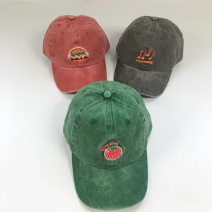 100% algodón pigmento teñido sarga de algodón estilo vintage gorras lisas gorra lavada