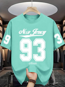 Camiseta Moderna para Hombre, Talla Grande, Estilo Casual Deportivo, Diseño con Letras y Números, Transpirable y Elástica - Product Image 1