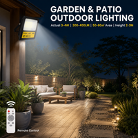 Lampu Sorot Tenaga Surya 30W Tahan Air Luar Ruangan Panel Mono ABS Hitam Baterai 5Ah Remote Lampu Taman Teras Dinding Halaman