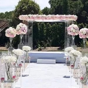 Popular Beautiful Clear Acrylic Backdrops Chuppah Beach Wedding Acrylic Pipe Stand for Wedding Decoration