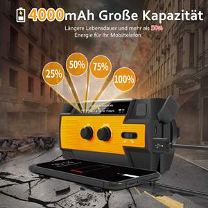 Radio d'urgence solaire à manivelle portable AM/<span class=keywords><strong>FM</strong></span>/NOAA, équipement de survie - Product Image 2