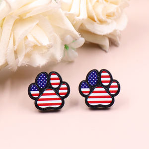 עגילי סטאד חמודים ליום העצמאות האמריקאי, בצורת כובע, כף רגל, לב, ראש עכבר, נצנצים, אקריליק, תכשיט יוניסקס - Product Image 2