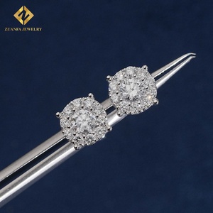 Classic Fashion Popular 8.8mm Round Stone <b>Stud</b> <b>Earrings</b> Lab Grown Diamond 925 <b>Silver</b> Plated Round <b>Stud</b> <b>Earrings</b> Screw Back - Product Image 2