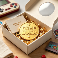 Pièces de jeu en métal de haute qualité en gros, pièces de défi en alliage de zinc dorées, mignonnes, à motif de dessin animé, avec logo 3D personnalisé gravé