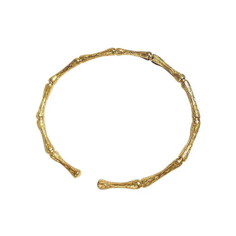 ANENJERY Vintage geometrische Armreifen Golden Thin Bamboo Open Cuff Armreif für Damen Modeschmuck
