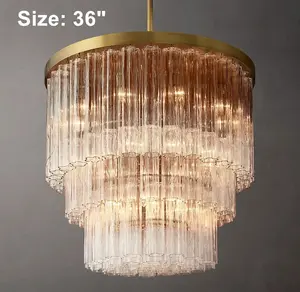 Lustre en verre de luxe 36 "Pendentif Lumières Lustre rond