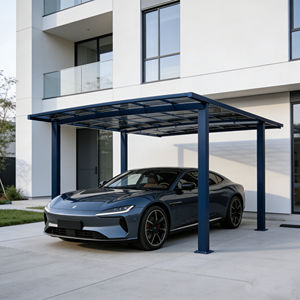 Auvent de carport en polycarbonate transparent et aluminium, <span class=keywords><strong>abri</strong></span> extérieur imperméable pour la stationnement de voitures et les patios de maisons modernes - Product Image 1